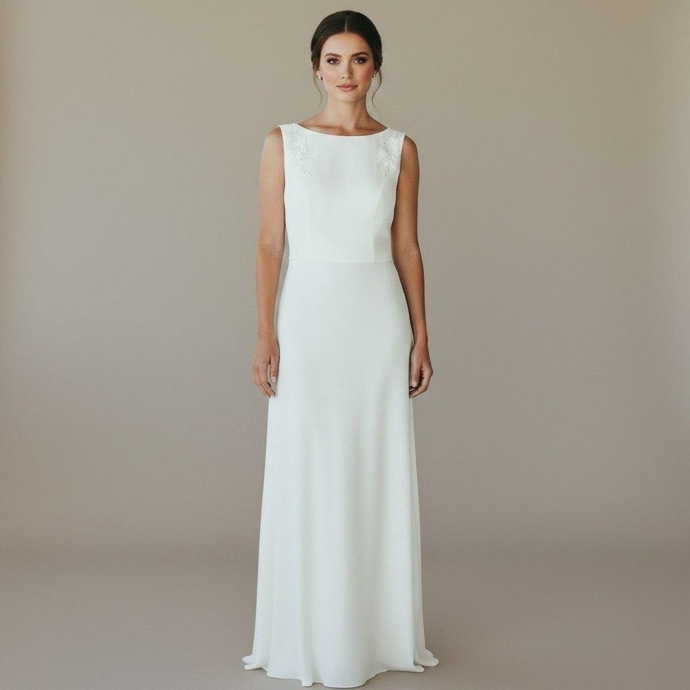 Vintage 100% Silk Ivory Wedding Dress One Time Worn Minimalist Bridal Gown S- 10